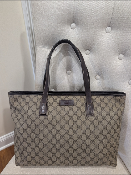 Gucci Handbags - Gucci Monogram Canvas Tote in Beige/Brown